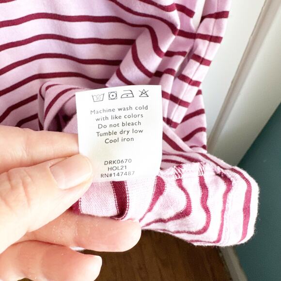 Draper James T-Shirt Dress Tie Waist Dark Pink Mariner Stripe Size XXL Preppy - Picture 9 of 15